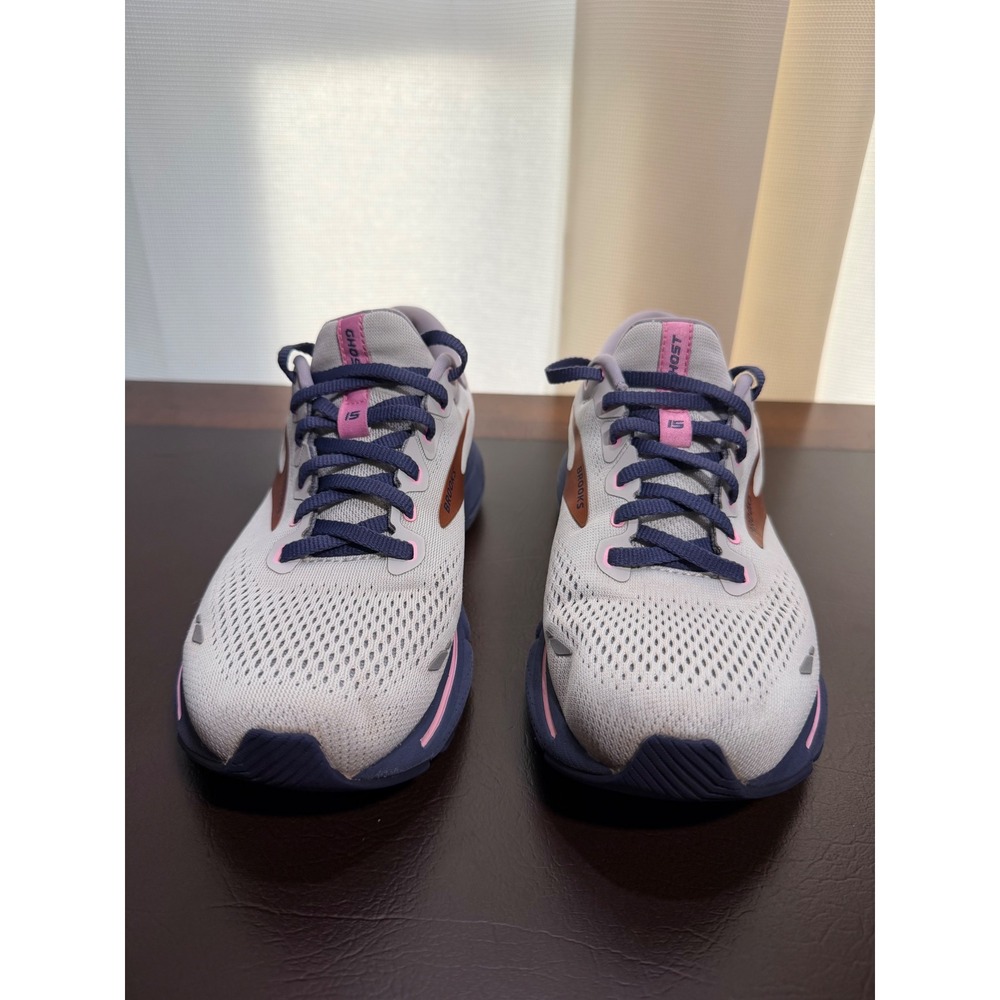 Brooks Ghost 15 Womens Running Shoes 7.5 Wide Grey Copper Purple 1203801D492
